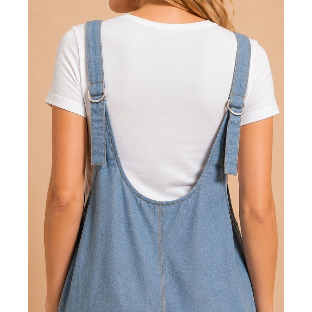 New GIGIO L 12 14 Blue Cotton Chambray Jumpsuit Front Pockets Adjustable Straps - Picture 6 of 9